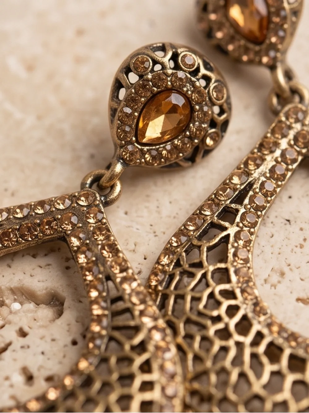 Bronze and Amber Crystal earrings